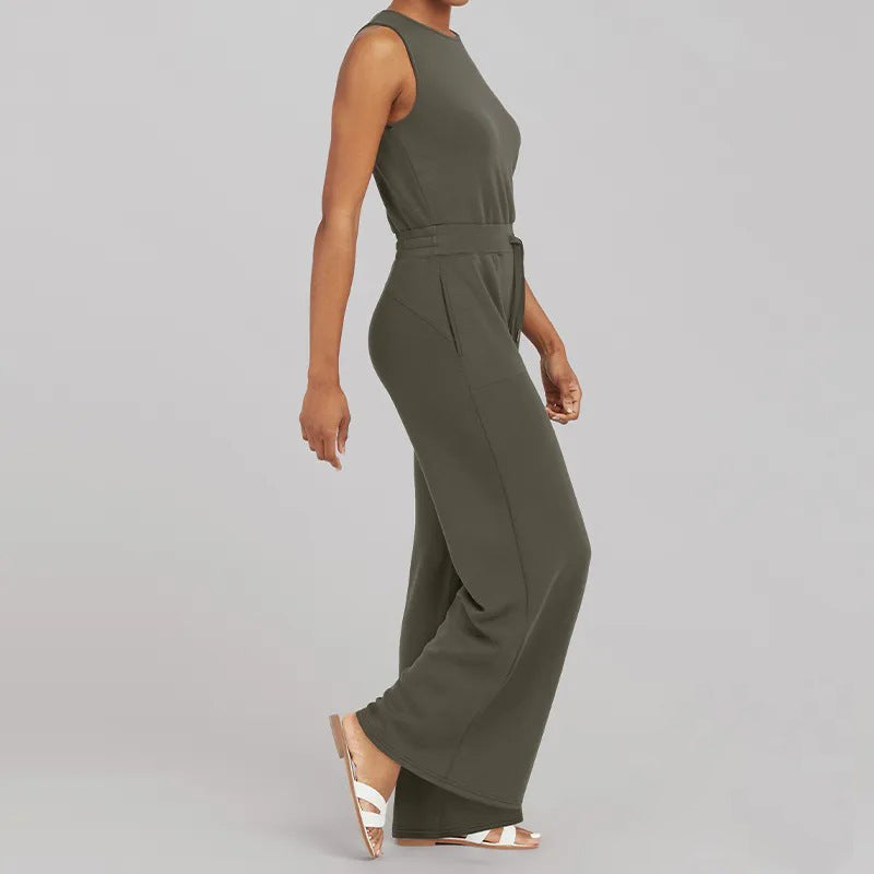 Cartaim™| Sleeveless plain jumpsuit