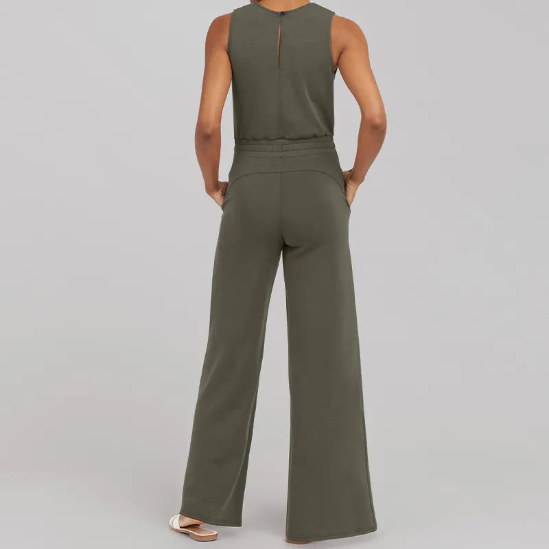 Cartaim™| Sleeveless plain jumpsuit