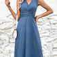 Cartaim™| Blue plain sleeveless mini dress