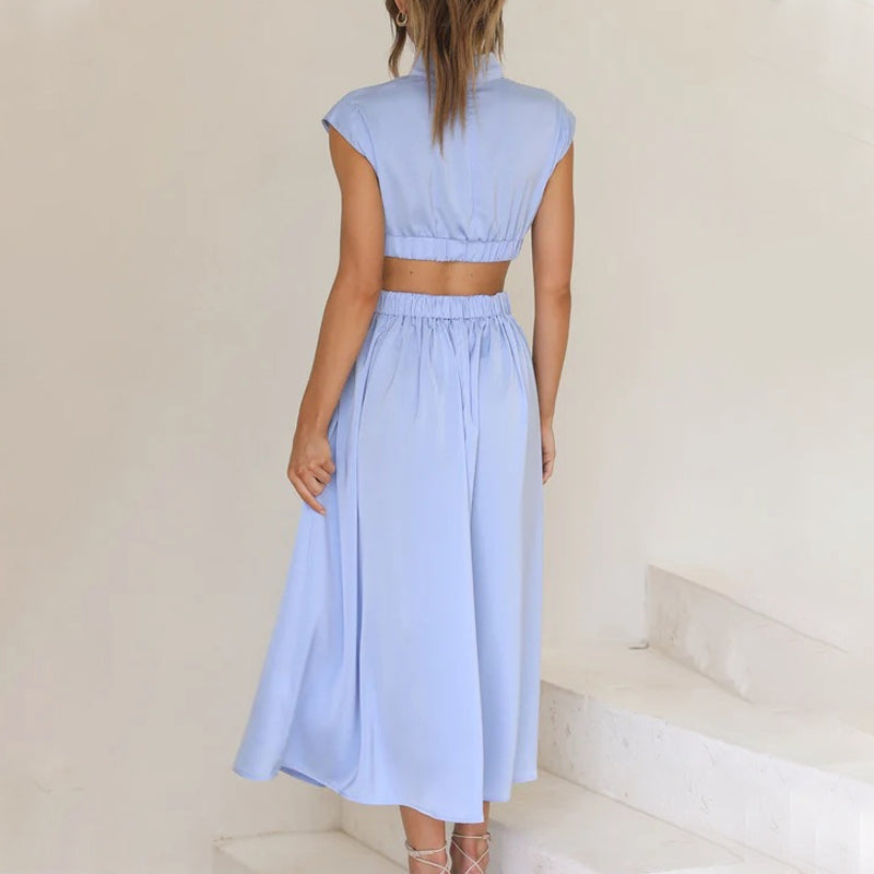 Cartaim™| Cutout waist vacation midi dress